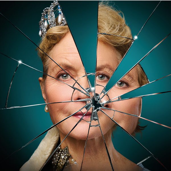 Jenny Seagrove as Anne Manahan against a blue background in a fractured image portraying her as both a princess with a tiara and a regular woman.